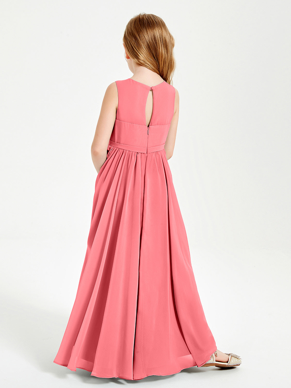 Chic Elegant Sleeveless Dresses for Junior Bridesmaids Watermelon